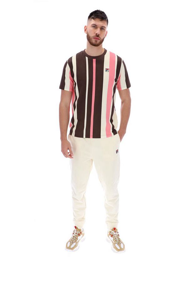 Fila Men's Gach Verticle Stripe T-Shirt - Multicolor | UK-476RJFBUH